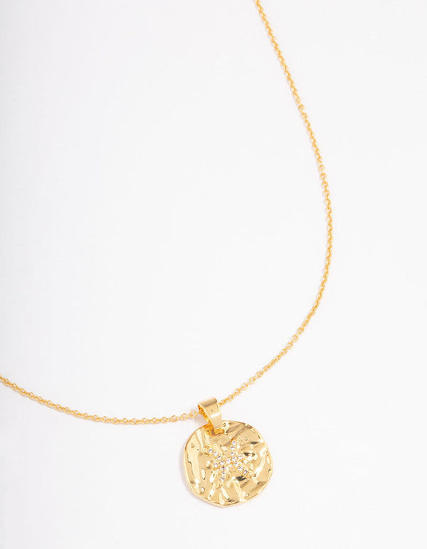 Gold Plated Pisces Coin Pendant Necklace
