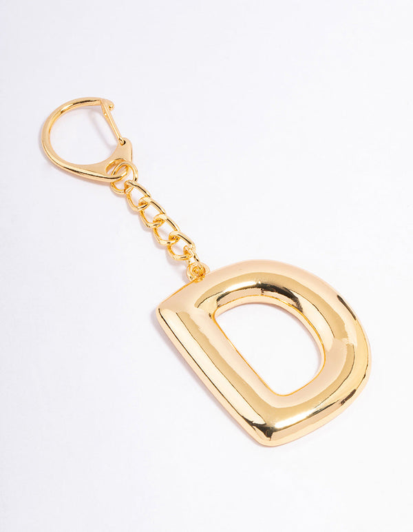 Gold Plated Letter 'D' Initial Key Ring
