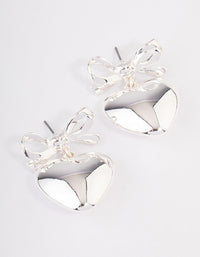 Silver Bow Heart Drop Earrings - link has visual effect only