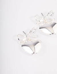 Silver Bow Heart Drop Earrings - link has visual effect only