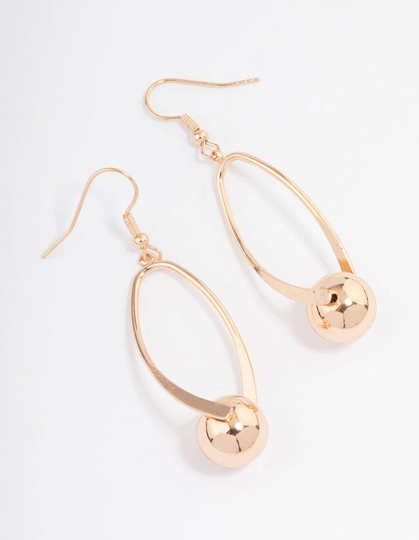 Gold Twisted Ball Drop Earrings