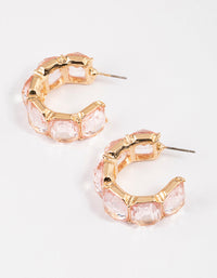 Gold Square Crystal Mini Hoop Earrings - link has visual effect only