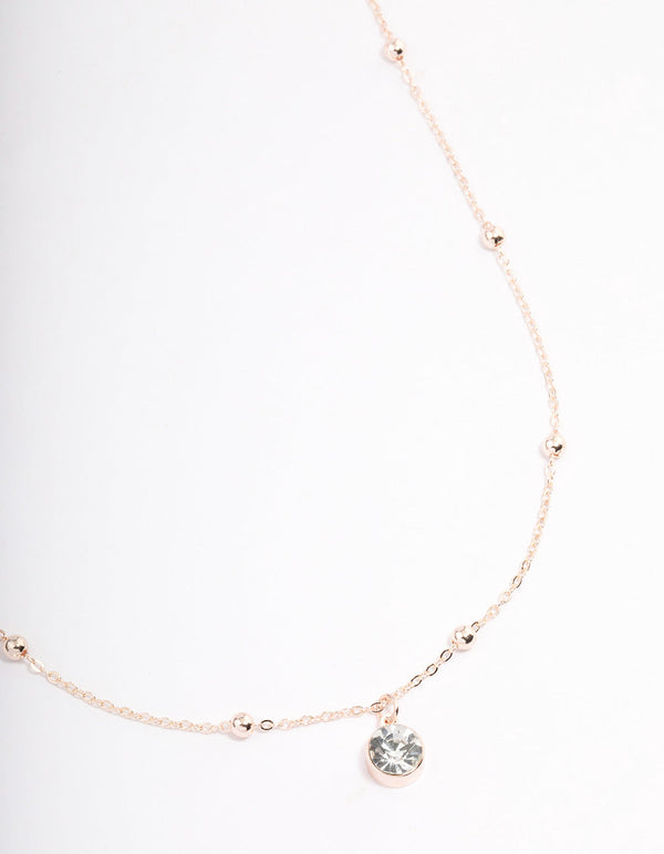 Rose Gold Diamante Satelite Chain Necklace