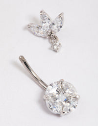 Surgical Steel Cubic Zirconia Triangular Fan Belly Ring - link has visual effect only