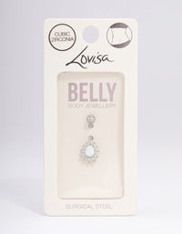 Surgical Steel Opal & Diamante Teardrop Belly Ring - link has visual effect only