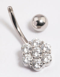 Surgical Steel Cubic Zirconia Chunky Flower Belly Ring - link has visual effect only