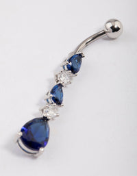 Surgical Steel Cubic Zirconia Tier Trio Belly Ring - link has visual effect only