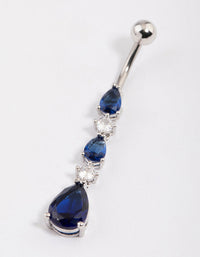 Surgical Steel Cubic Zirconia Tier Trio Belly Ring - link has visual effect only