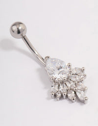 Surgical Steel Cubic Zirconia Pear Fan Belly Ring - link has visual effect only