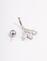 Surgical Steel Cubic Zirconia Marquise Claw Belly Ring - link has visual effect only