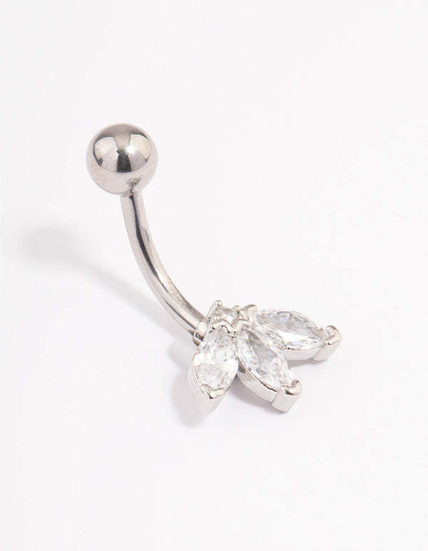 Surgical Steel Cubic Zirconia Marquise Claw Belly Ring