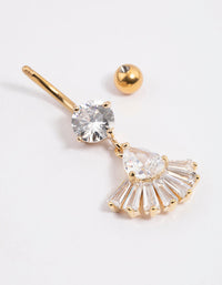 Gold Plated Surgical Steel Pear Fan Drop Belly Ring - link has visual effect only