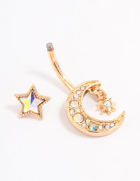 Gold Plated Surgical Steel Twilight Charm Belly Ring - link has visual effect only