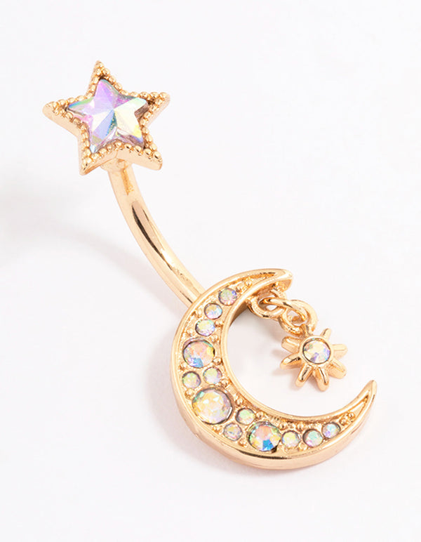 Gold Plated Surgical Steel Twilight Charm Belly Ring