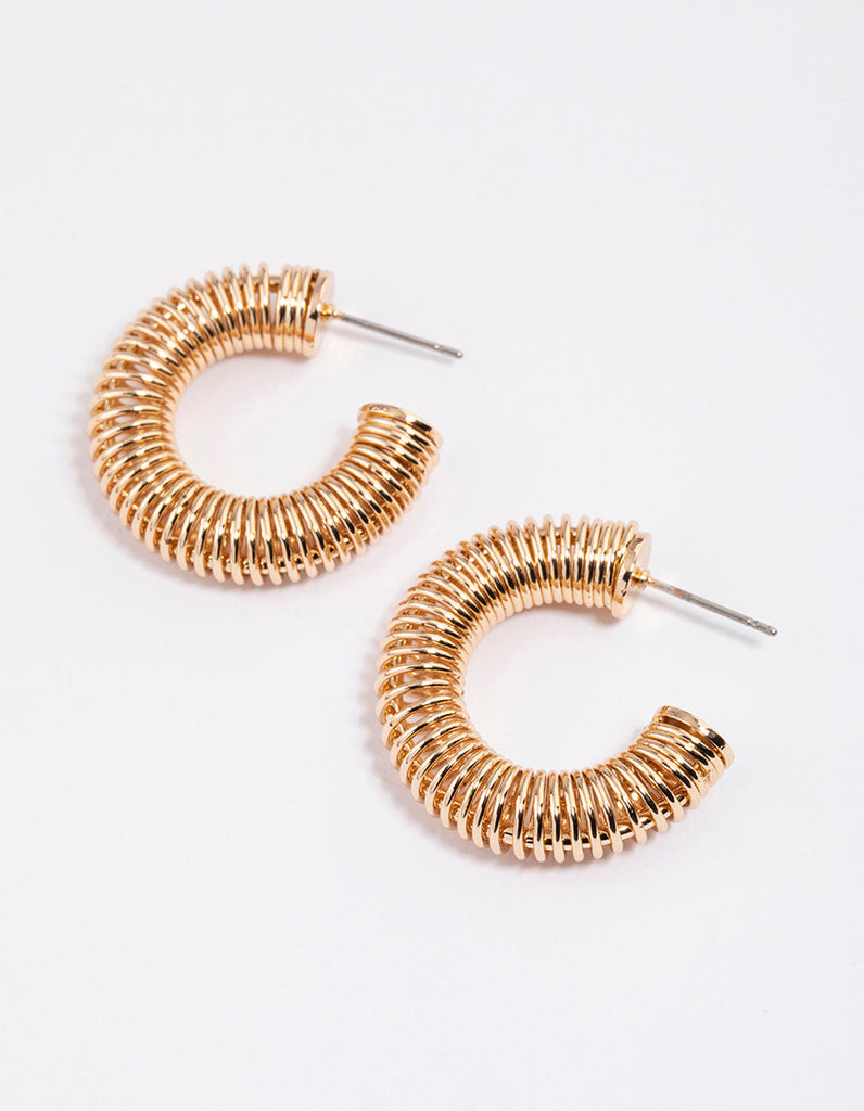 Gold Spring Circle Hoop Earrings