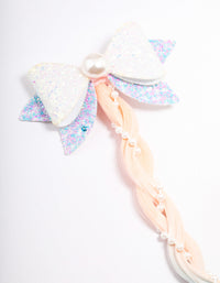 Kids Mixed Faux Hair Pearl Bow Braided Clip - link has visual effect only