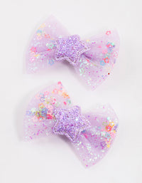 Kids Purple Star Bow Clips Pack - link has visual effect only