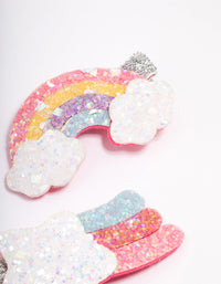 Kids Fabric Glitter Rainbow Hair Snaps Pack - link has visual effect only