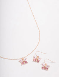 Rose Gold Diamante Butterfly Jewellery Set - link has visual effect only