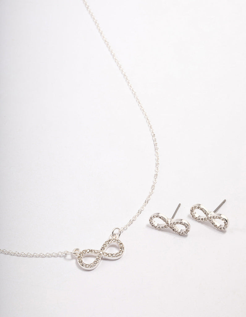 Silver Diamante Infinity Jewellery Set