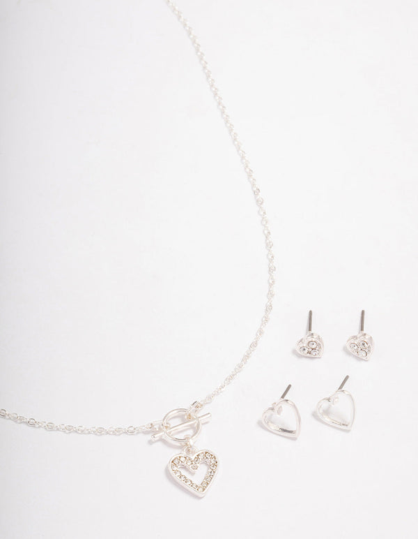 Silver T&O Heart Jewellery Set