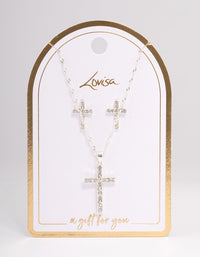 Silver Diamante Cross Jewellery Set - link has visual effect only