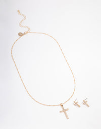 Gold Diamante Cross Jewellery Set - link has visual effect only