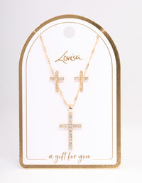 Gold Diamante Cross Jewellery Set - link has visual effect only