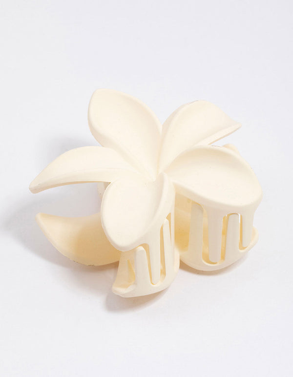 Plastic White Tropical Flower Claw Clip