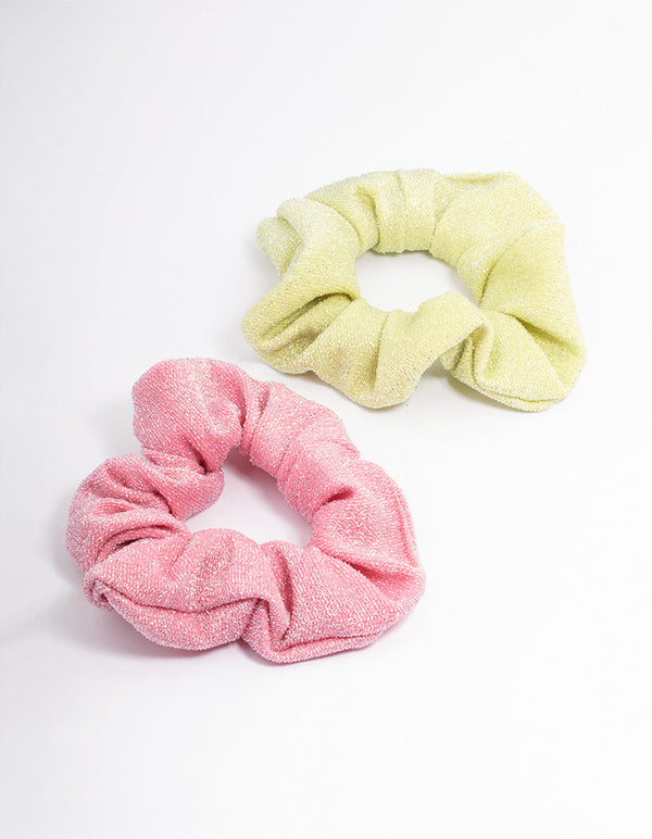 Fabric Sparkly Hair Scrunchie Pack