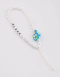 Beaded Pearl Hibiscus Phone Strap - link has visual effect only