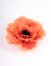 Coral Fabric Large Poppy Flower Corsage - link has visual effect only