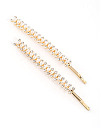 Gold Pearl & Diamante Hair Clip Pack - link has visual effect only