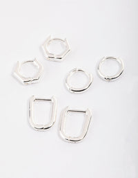 Silver Mini Shape Huggie Earrings Pack - link has visual effect only