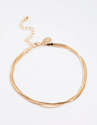 Gold Triple Row Snake Chain Anklet - link has visual effect only