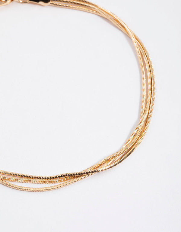Gold Triple Row Snake Chain Anklet