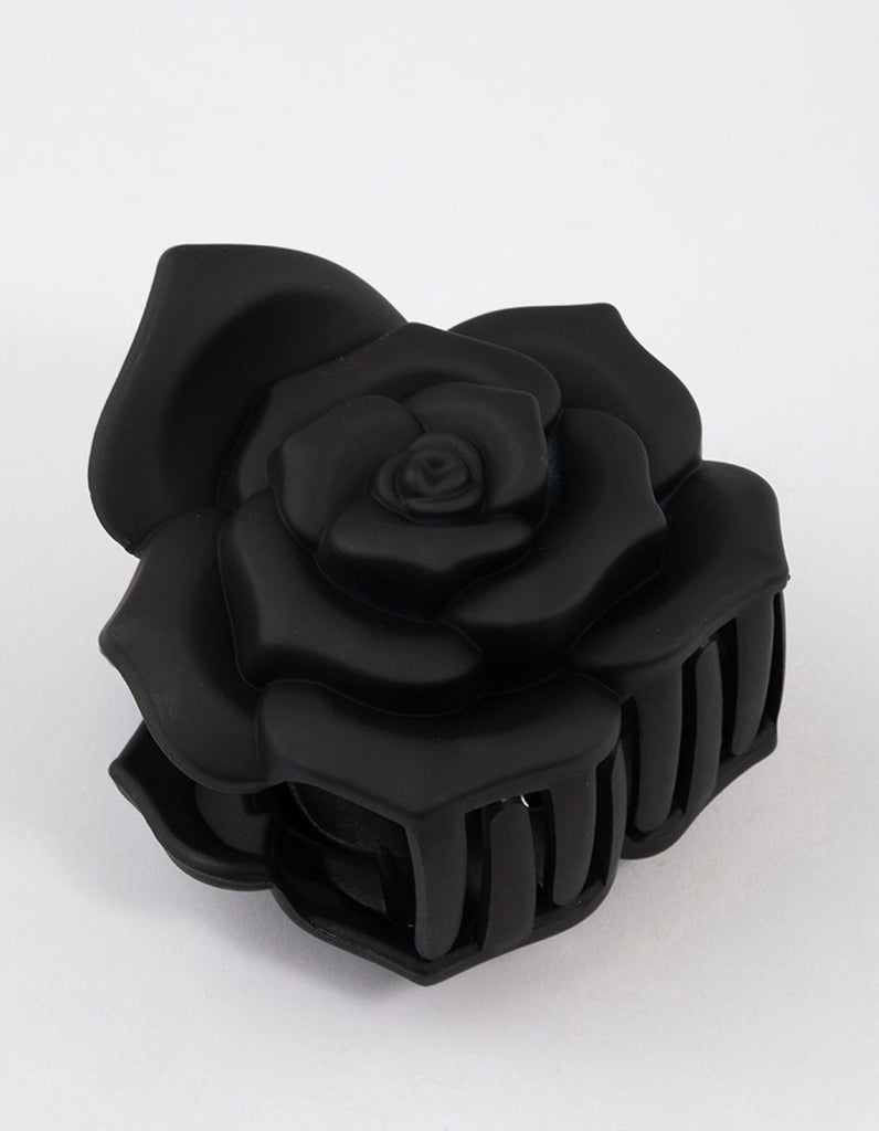 Plastic Romantic Black Rose Claw Clip
