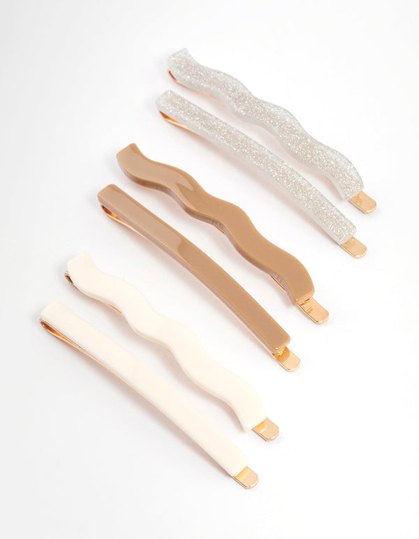Gold Mixed Shape Hair Clips 6-Pack