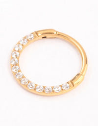 Gold Plated Titanium Cubic Zirconia Clicker Ring 8mm - link has visual effect only