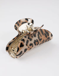Acrylic Brown Leopard Print Arched Claw Clip - link has visual effect only