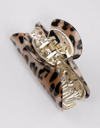 Acrylic Brown Leopard Print Arched Claw Clip - link has visual effect only
