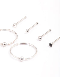 Surgical Steel Pointed & Ring Nose Piercing 6-Pack - link has visual effect only