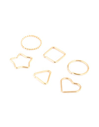 Gold Plated Surgical Steel Geometric Nose Ring 6-Pack - link has visual effect only