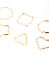 Gold Plated Surgical Steel Geometric Nose Ring 6-Pack - link has visual effect only