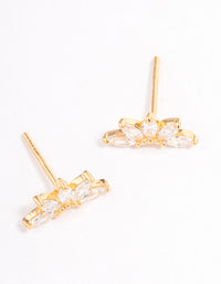 Gold Plated Sterling Silver Cubic Zirconia Fan Stud Earrings - link has visual effect only