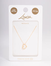 Gold Plated Sterling Silver Cubic Zirconia Half Paved Heart Necklace - link has visual effect only