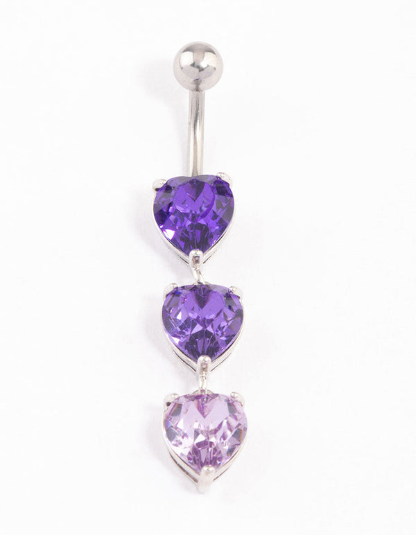 Surgical Steel Graduating Heart Ombre Belly Ring