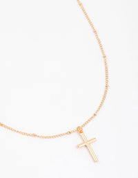 Gold Classic Cross Ball Chain Necklace - link has visual effect only