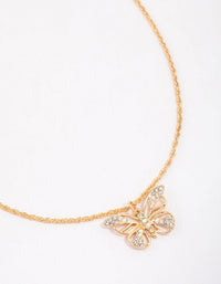 Gold Diamante Open Butterfly Short Necklace - link has visual effect only