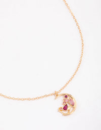 Gold Diamante Moon Crescent Necklace - link has visual effect only